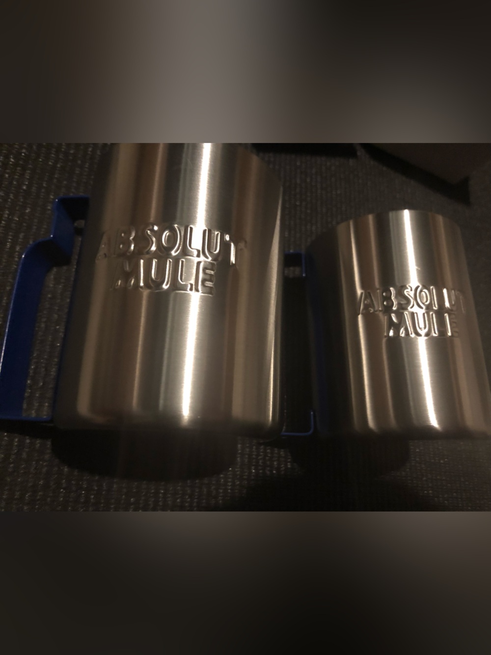 Stainless Steel Mug - Silver/Blue Handle